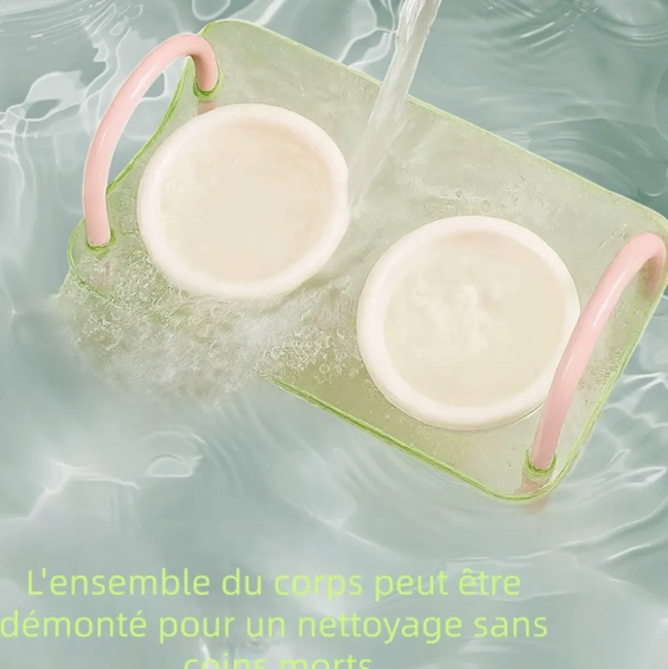DOWNYPAWS - Gamelle double pour chat avec protection du cou