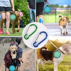 DOWNYPAWS - Gamelles pliables pour chiens et chats-bleu clair + vert clair - bol 350ml + boucle + couvercle