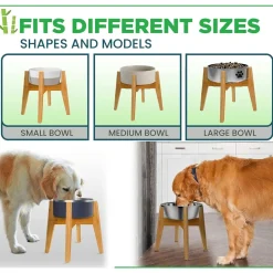 DOWNYPAWS - Gamelle surélevée réglable en bambou pour chien
