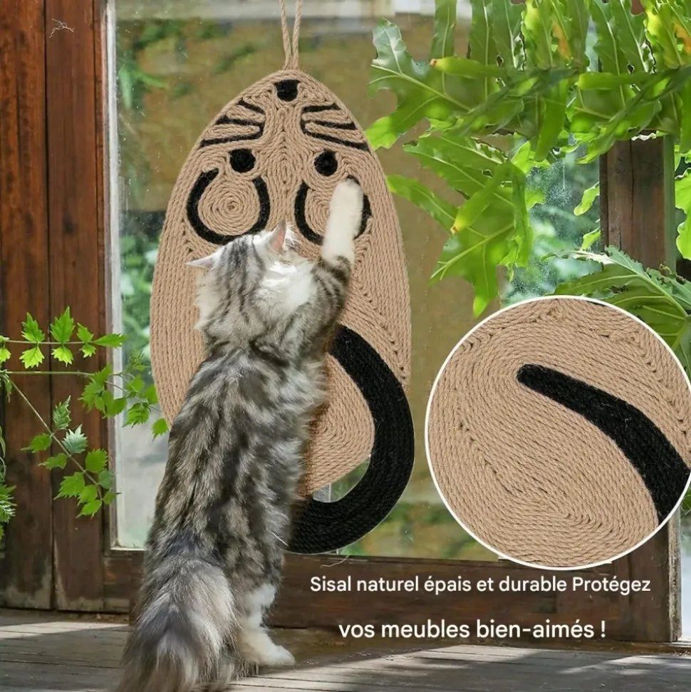 DOWNYPAWS - Griffoir pour chat-tapis griffoir en sisal pour chat forme de souris-54*25*1cm