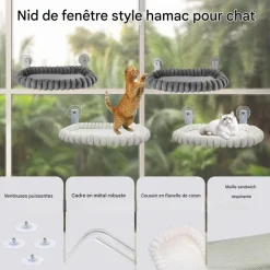 DOWNYPAWS - Hamac chat fenêtre 52*30cm peluche-peut supporter des animaux pesant 20 kg-blanc