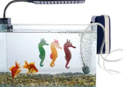DOWNYPAWS - Hippocampe en silicone lumineux simulé pour la décoration d'aquarium avec ventouse orange*2