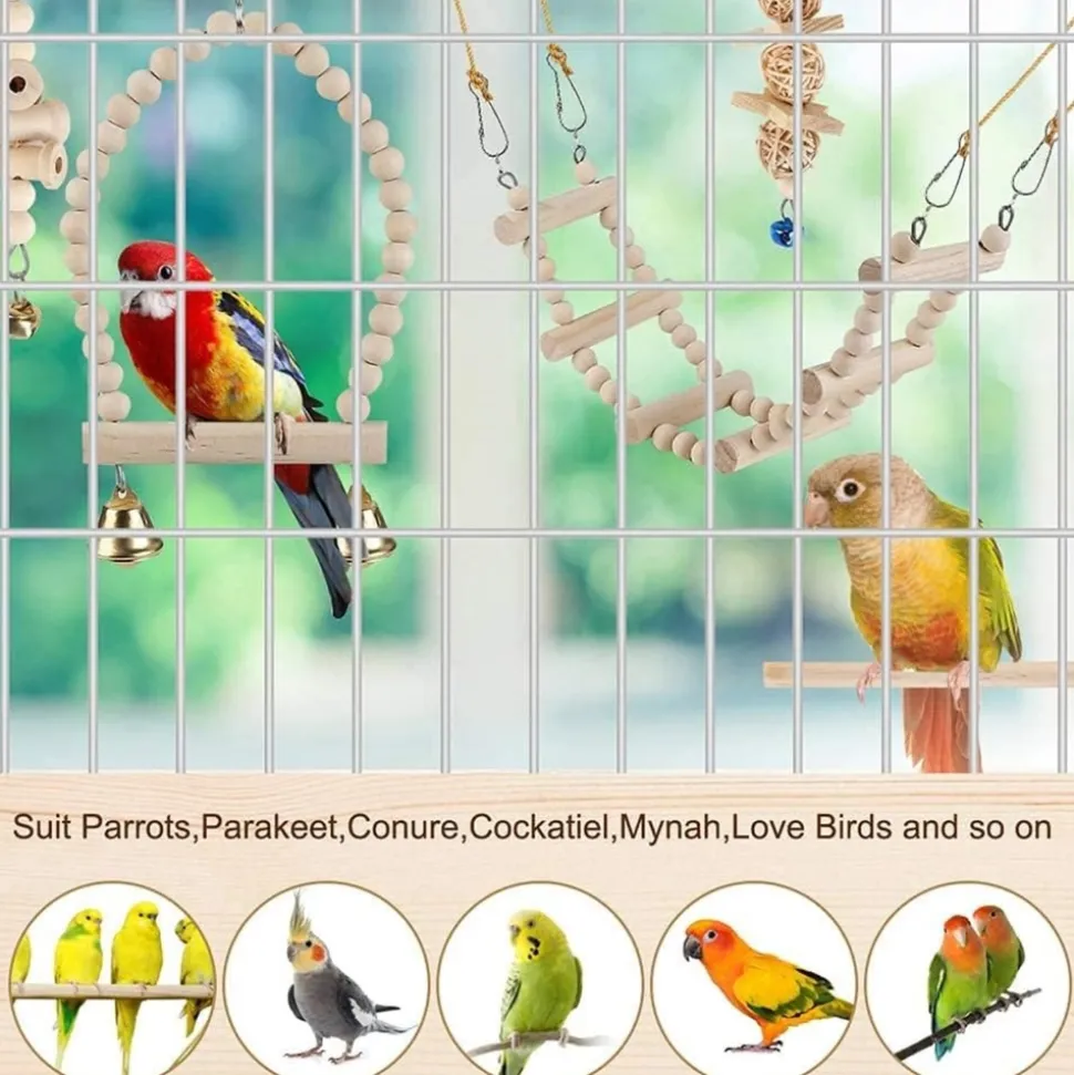 DOWNYPAWS - Jouets cage oiseaux - balançoire et hamac suspendu