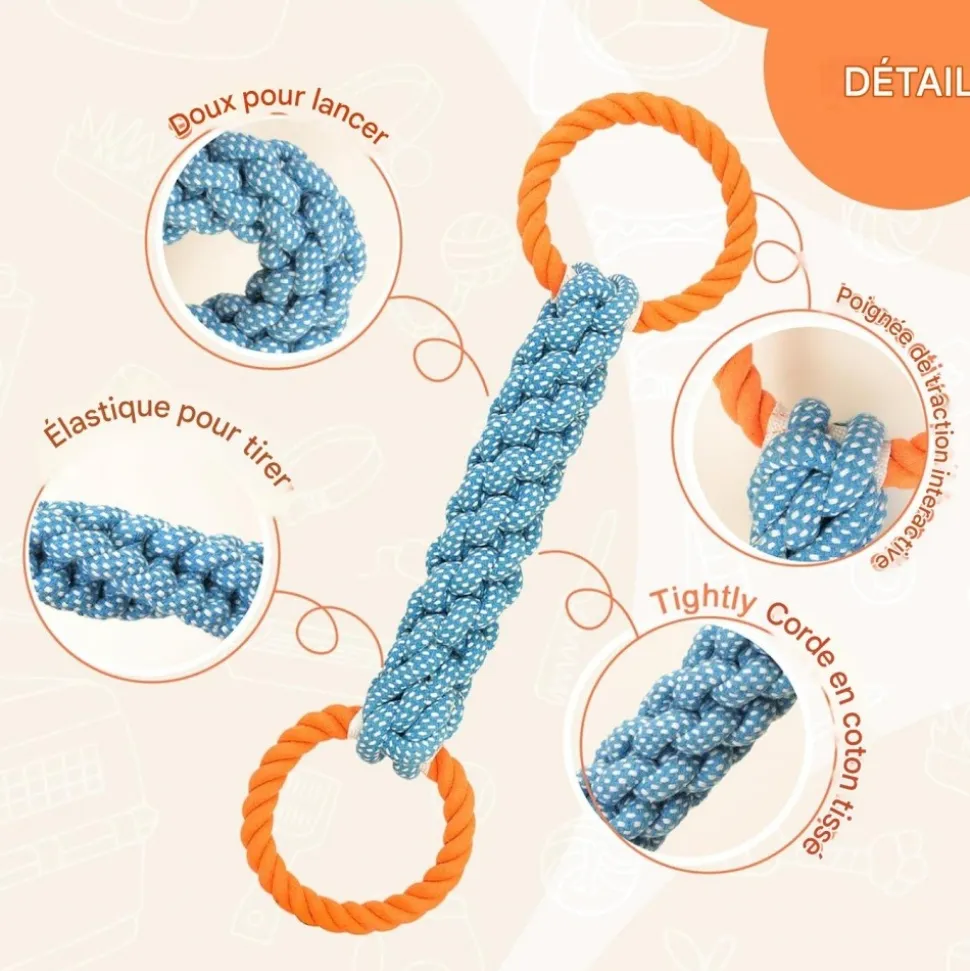 DOWNYPAWS - Jouets en corde, jouets de tir à la corde atténuation de l'anxiété, matériau durable, bonne dimension, conception fonctionnelle