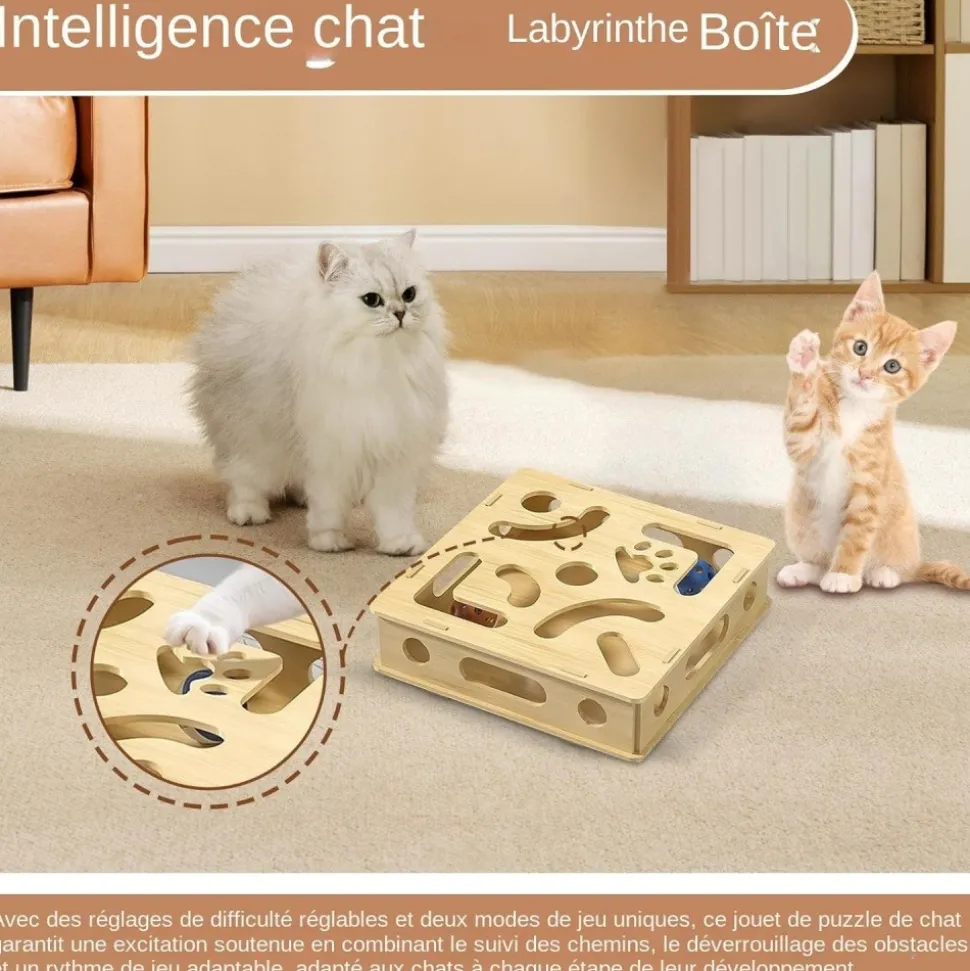 DOWNYPAWS - Jouets pour chats-6 boules de cloche-jouets interactifs-30*30*10cm