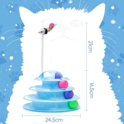 DOWNYPAWS - Jouets pour chats-jouets interactifs-avec balles colorées-boule et souris-bleu 3 couches