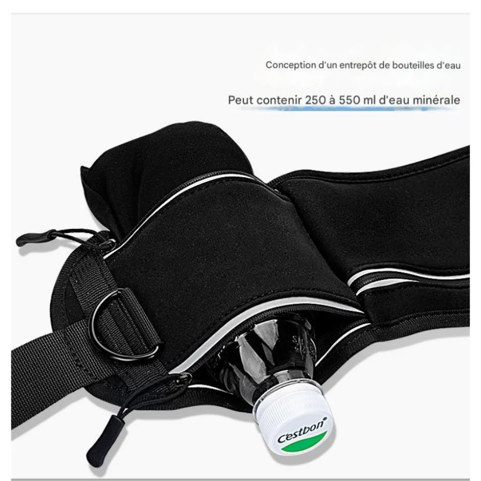 DOWNYPAWS - Laisse pour chien mains libres-courant - gris-avec sac de rangement