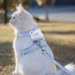 DOWNYPAWS - Laisse réglable pour chat - 1.2m, bleu