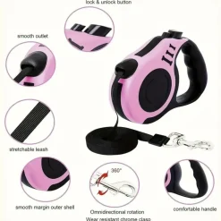 DOWNYPAWS - Laisse rétractable à double interrupteur, 5 m