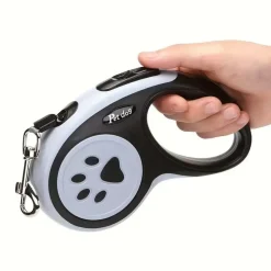 DOWNYPAWS - Laisse rétractable en nylon, 5 m, bouton commande, pour petits et moyens chiens