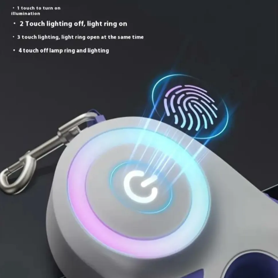 DOWNYPAWS - Laisse rétractable lumineuse, 16 pieds, 6 couleurs de banderole