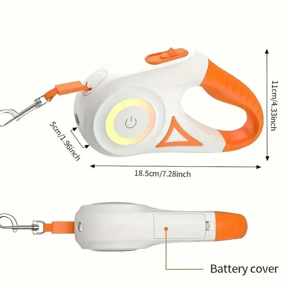 DOWNYPAWS - Laisse rétractable lumineuse, 16 pieds, 6 couleurs de banderole