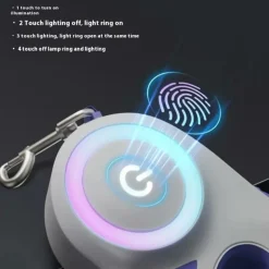 DOWNYPAWS - Laisse rétractable lumineuse, 16 pieds, 6 couleurs de banderole