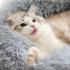 DOWNYPAWS - Lit en peluche et feutre rond pour chiens et chats - huit couleurs envoyées au hasard