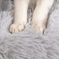 DOWNYPAWS - Lit en peluche et feutre rond pour chiens et chats - huit couleurs envoyées au hasard