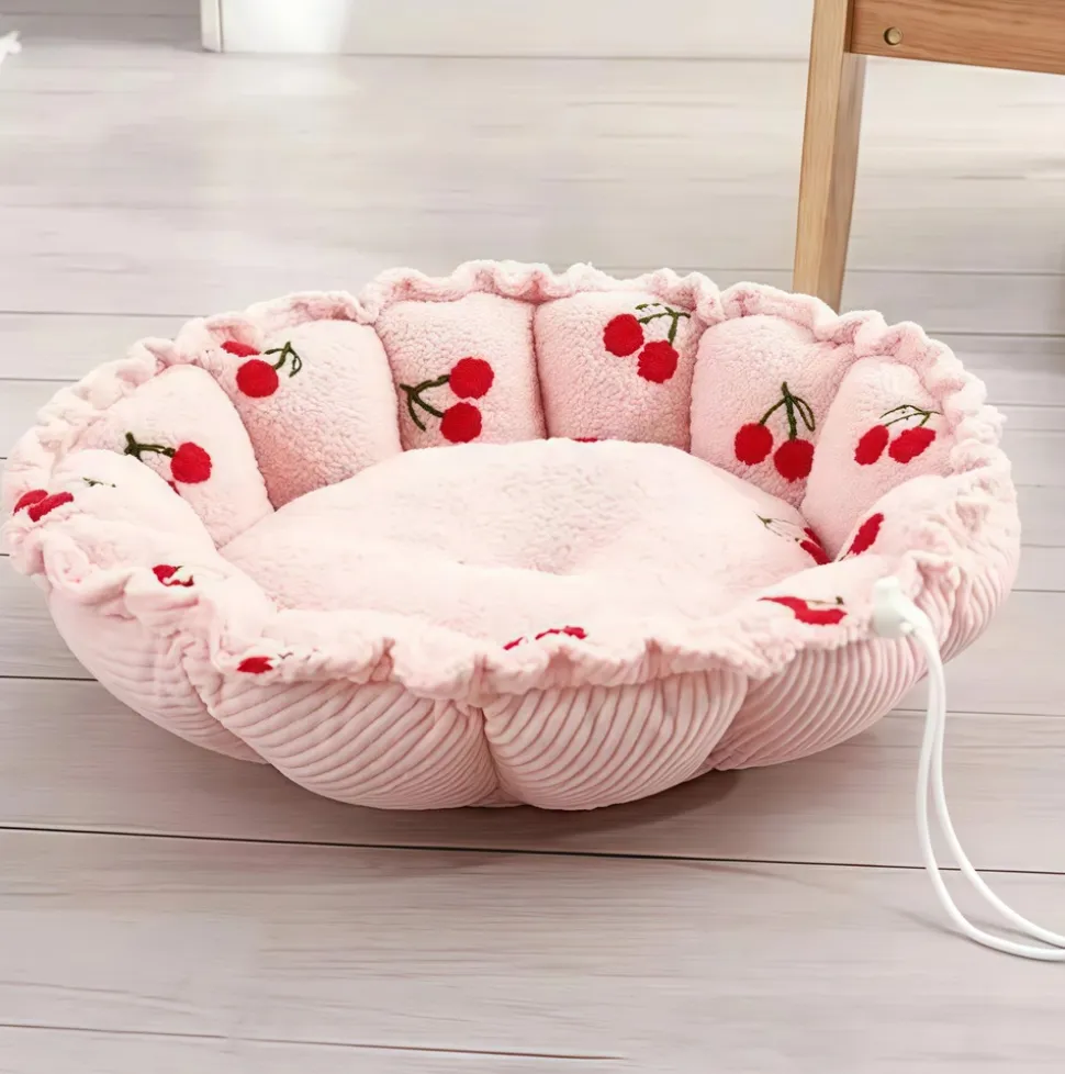 DOWNYPAWS - Lit en peluche pour chat: nuage pétales citrouille modélisation réglable double usage chaud