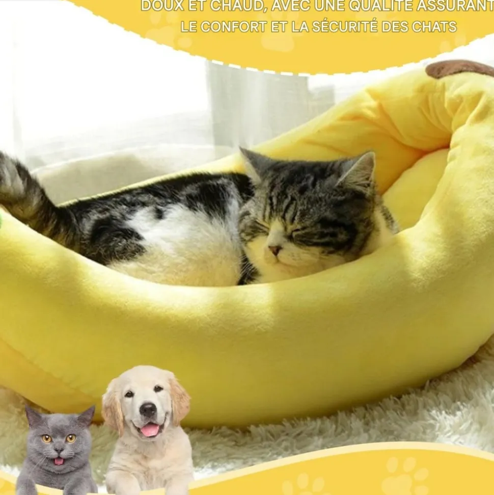 DOWNYPAWS - Lit pour chat en forme de banane-70*40*13cm