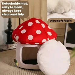 DOWNYPAWS - Lits Pour Chat En Forme De Champignon, Vache Et Chocolat