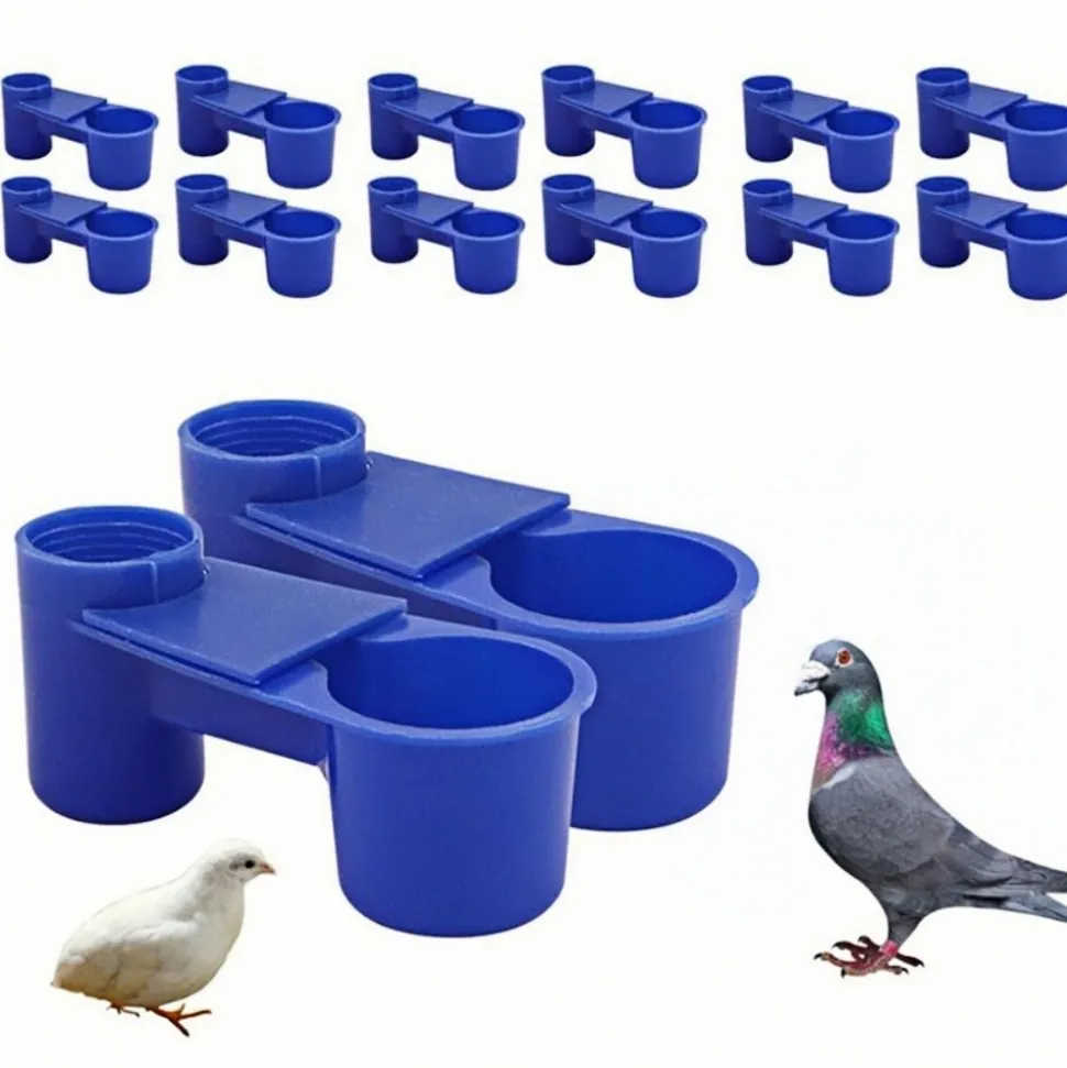 DOWNYPAWS - Lot de 12 abreuvoirs en plastique bleus pour oiseaux