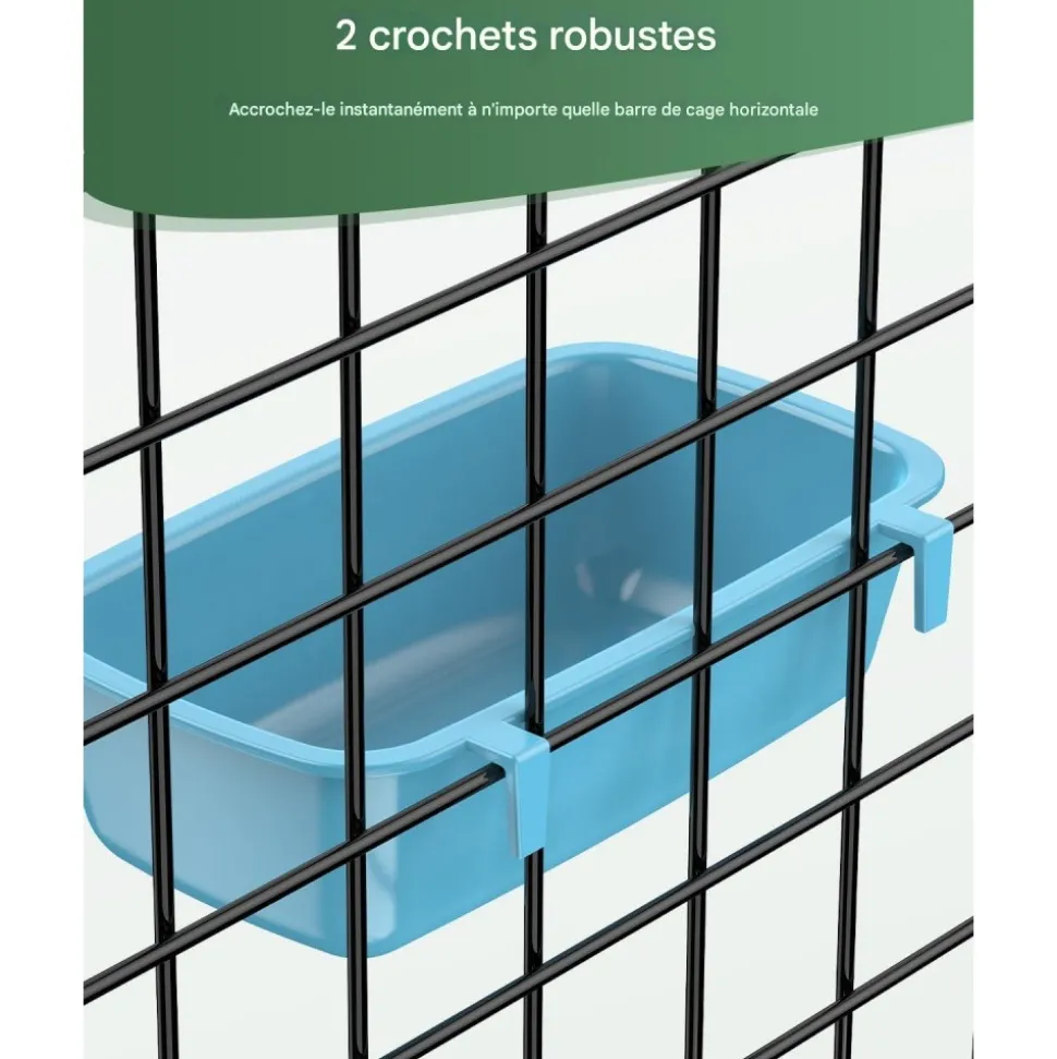 DOWNYPAWS - Lot de cages à oiseaux - plastique avec crochets, distributeur de nourriture et bols