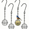 DOWNYPAWS - Lot de 4 mangeoires à boules de graisse noires - support métal résistant aux intempéries pour jardin & balcon