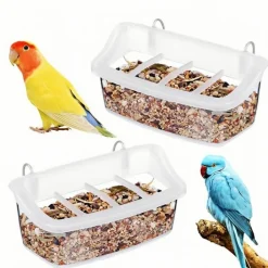DOWNYPAWS - Lot de 2 mangeoires suspendues en plastique pour oiseaux