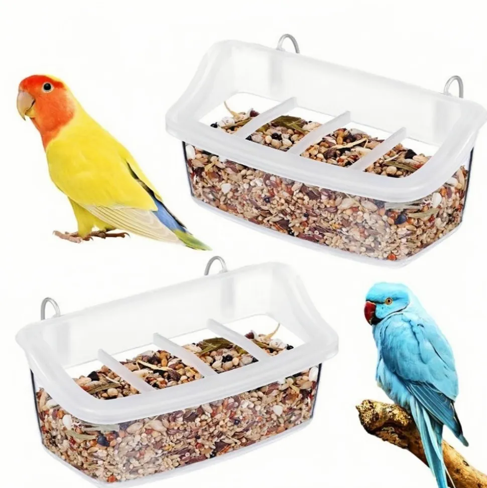 DOWNYPAWS - Lot de 2 mangeoires suspendues en plastique pour oiseaux