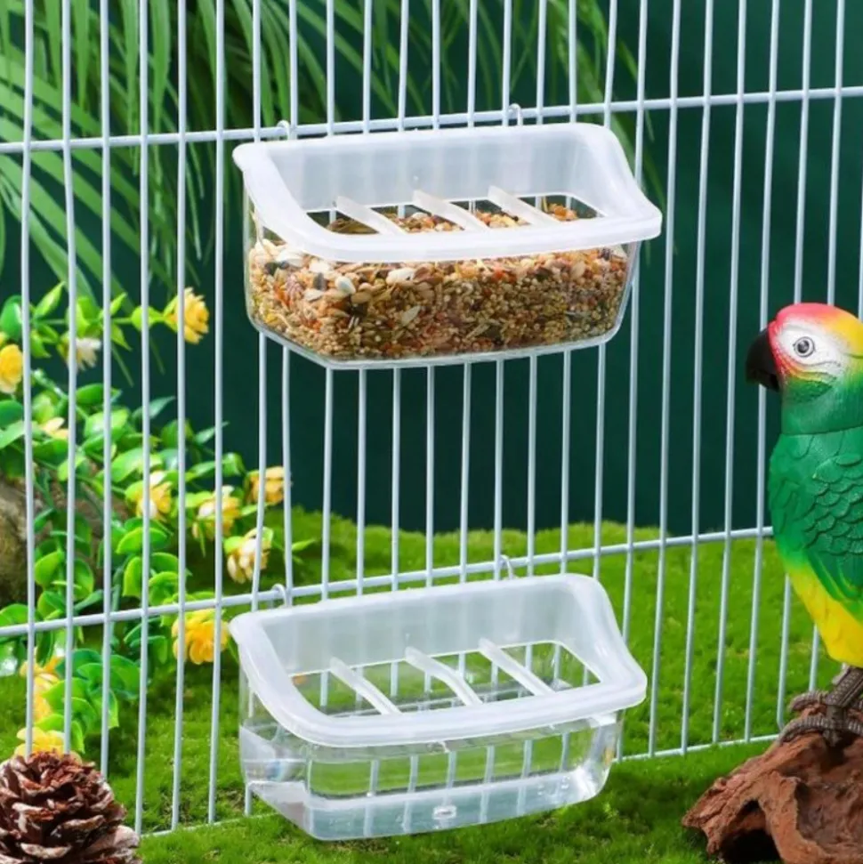 DOWNYPAWS - Lot de 2 mangeoires suspendues en plastique pour oiseaux