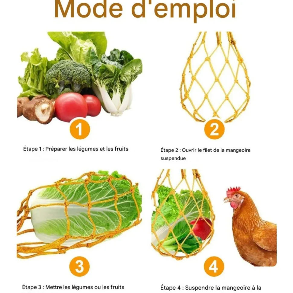 DOWNYPAWS - Mangeoire fruits légumes poulet lot 3 60cm