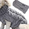 DOWNYPAWS - Manteau de laine tricoté pour chien,tricot torsadé de couleur unie