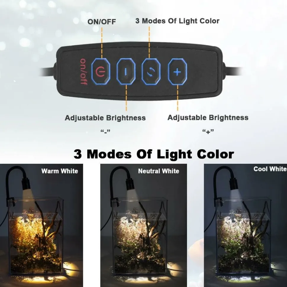 DOWNYPAWS - Mini lampe à pince led pour aquarium, ornement d'aménagement paysager