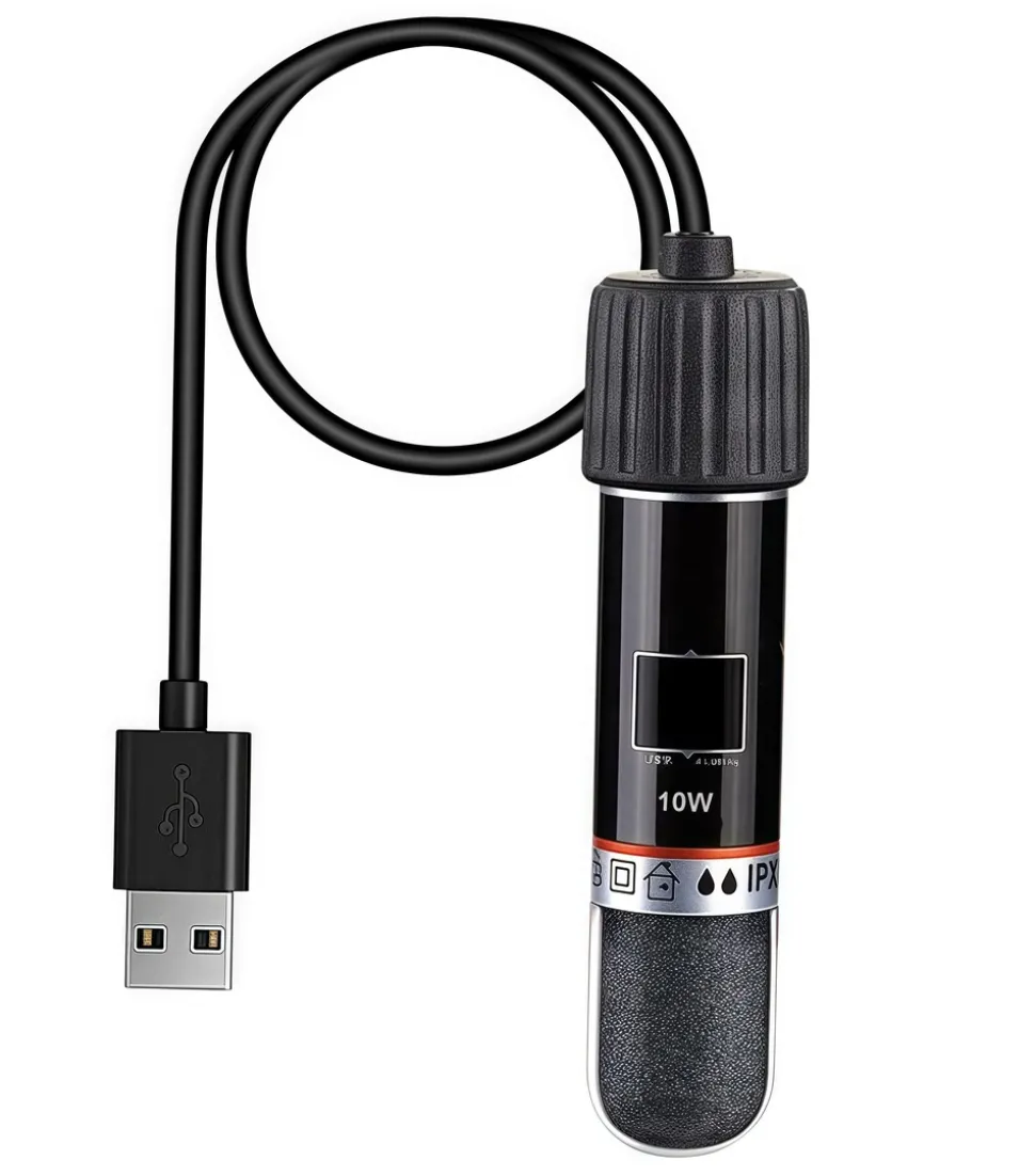 DOWNYPAWS - Mini tige chauffante pour aquarium - 28c auto - écoénergétique, micro usb thermostat