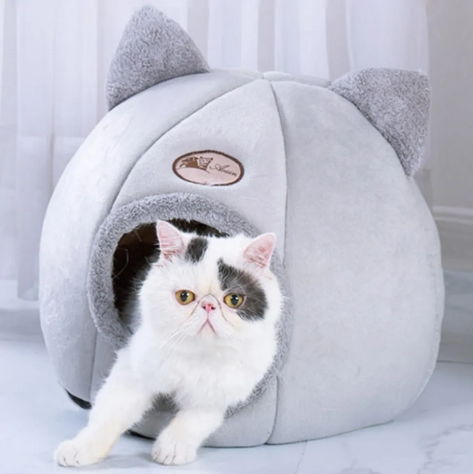 DOWNYPAWS - Panier pour chat-lit pour chat- forme de chat gris-l 36 x 36 x 36 cm