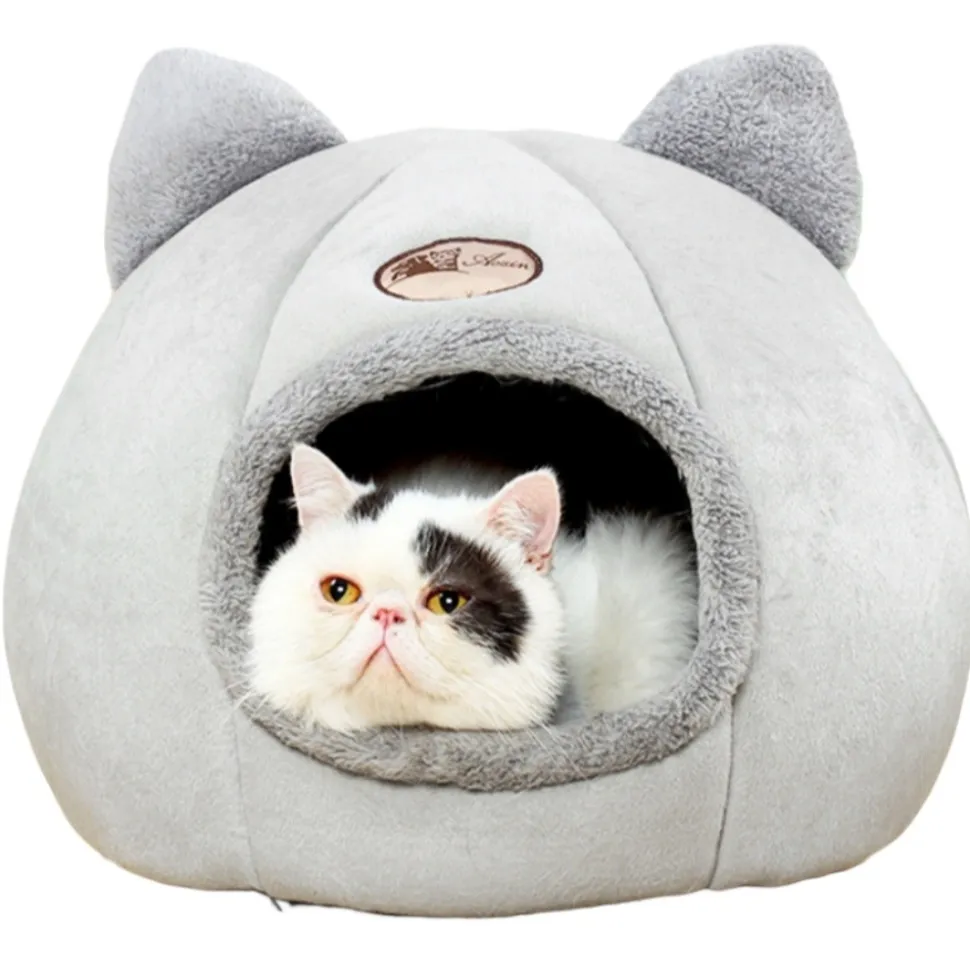 DOWNYPAWS - Panier pour chat-lit pour chat- forme de chat gris-xl 40 x 40 x 40 cm