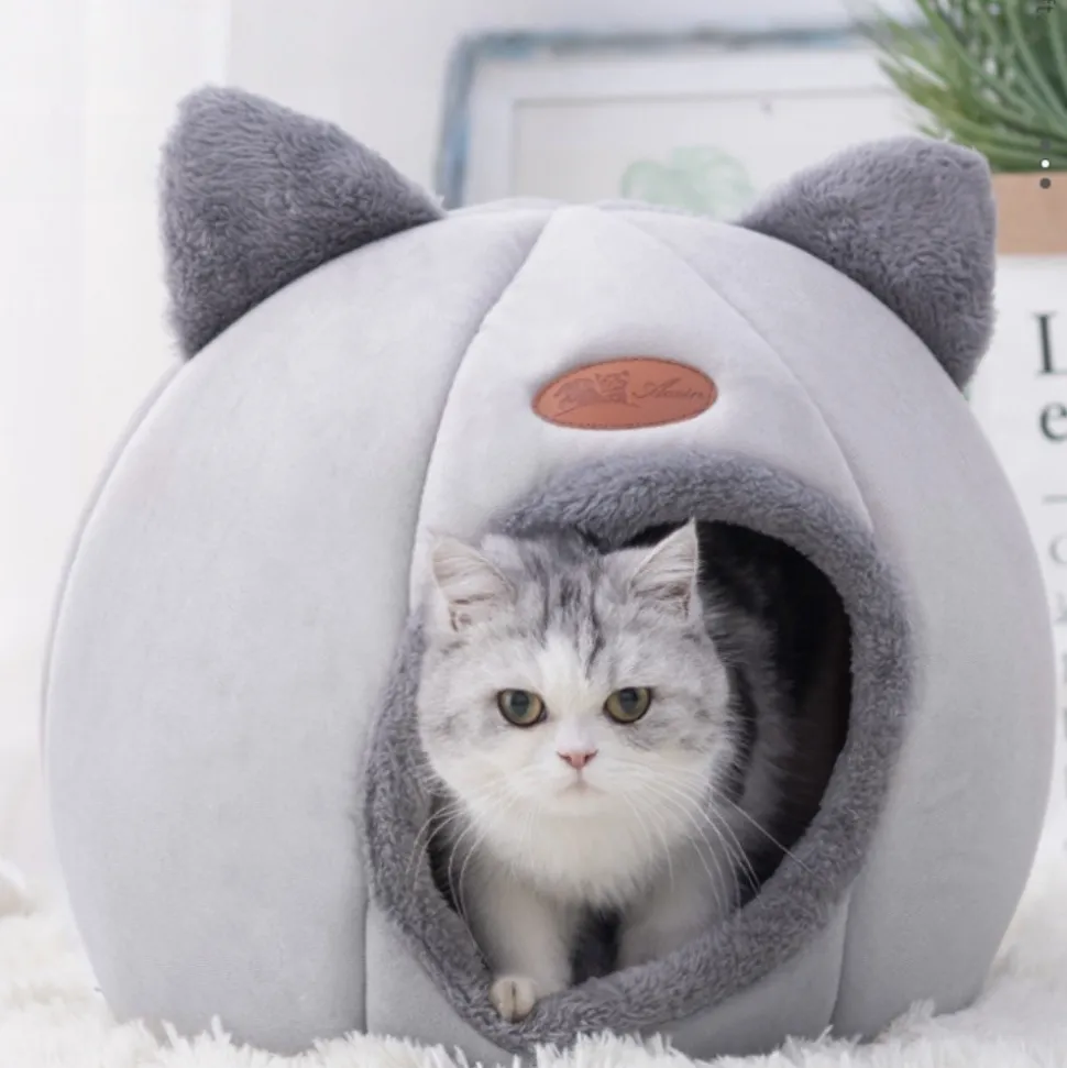 DOWNYPAWS - Panier pour chat-lit pour chat- forme de chat gris-xl 40 x 40 x 40 cm
