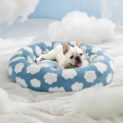 DOWNYPAWS - Panier rond pour chien et chat - avec housse lavable, moelleux et antidérapant