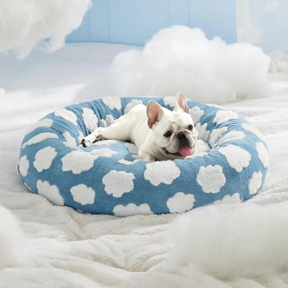 DOWNYPAWS - Panier rond pour chien et chat - avec housse lavable, moelleux et antidérapant