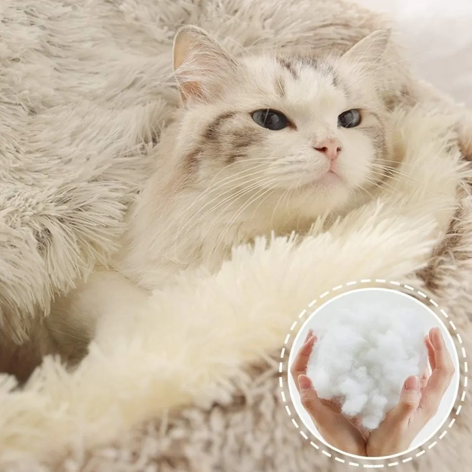 DOWNYPAWS - Panier - rond tissu peluche extra-doux