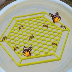 DOWNYPAWS - Plateau d'eau pour insectes - ruche avec bordure creuse flottant jaune