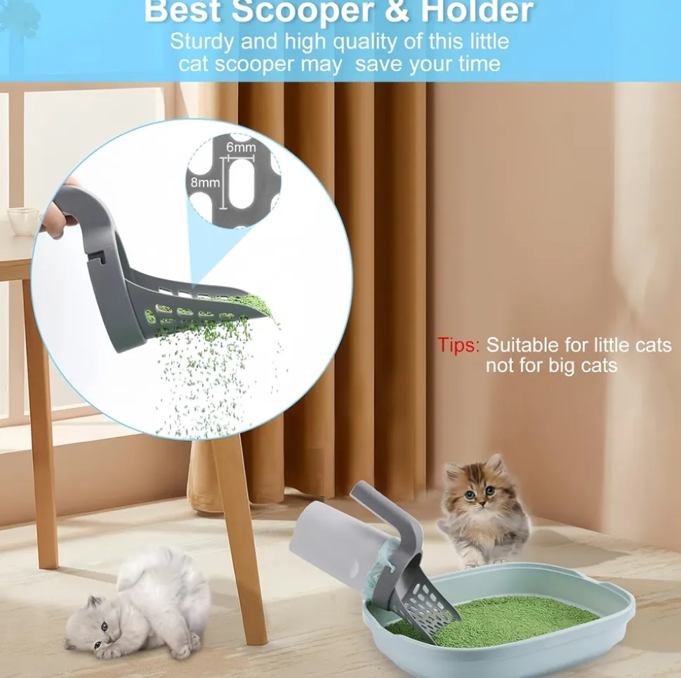 DOWNYPAWS - Ramasse - crottes portables pour litière de chat et chien : distribue sacs intégrés avec rouleau sans contact orange taille moyenne