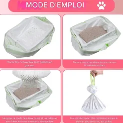 DOWNYPAWS - Sac à corde litière pour chat paquet de 14