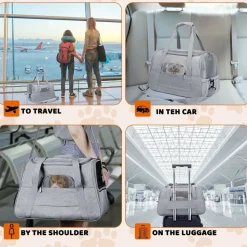 DOWNYPAWS - Sac de transport pliable et aéré pour chat/chien