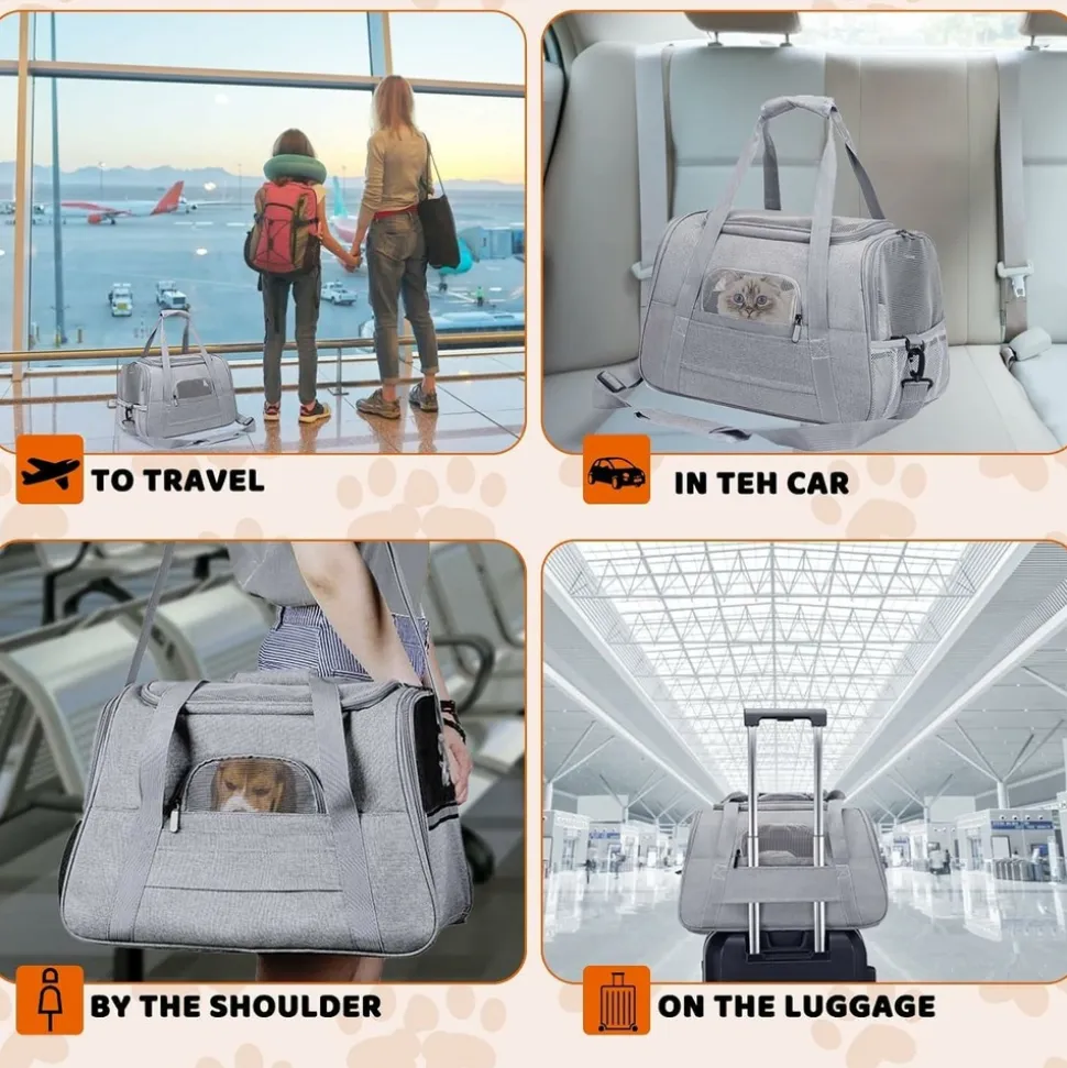 DOWNYPAWS - Sac de transport pliable et aéré pour chat/chien