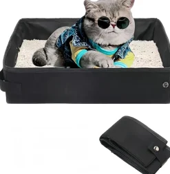 DOWNYPAWS - Sac à litière pliable en tissu pour chat : bac à litière toilettes avec déodorant