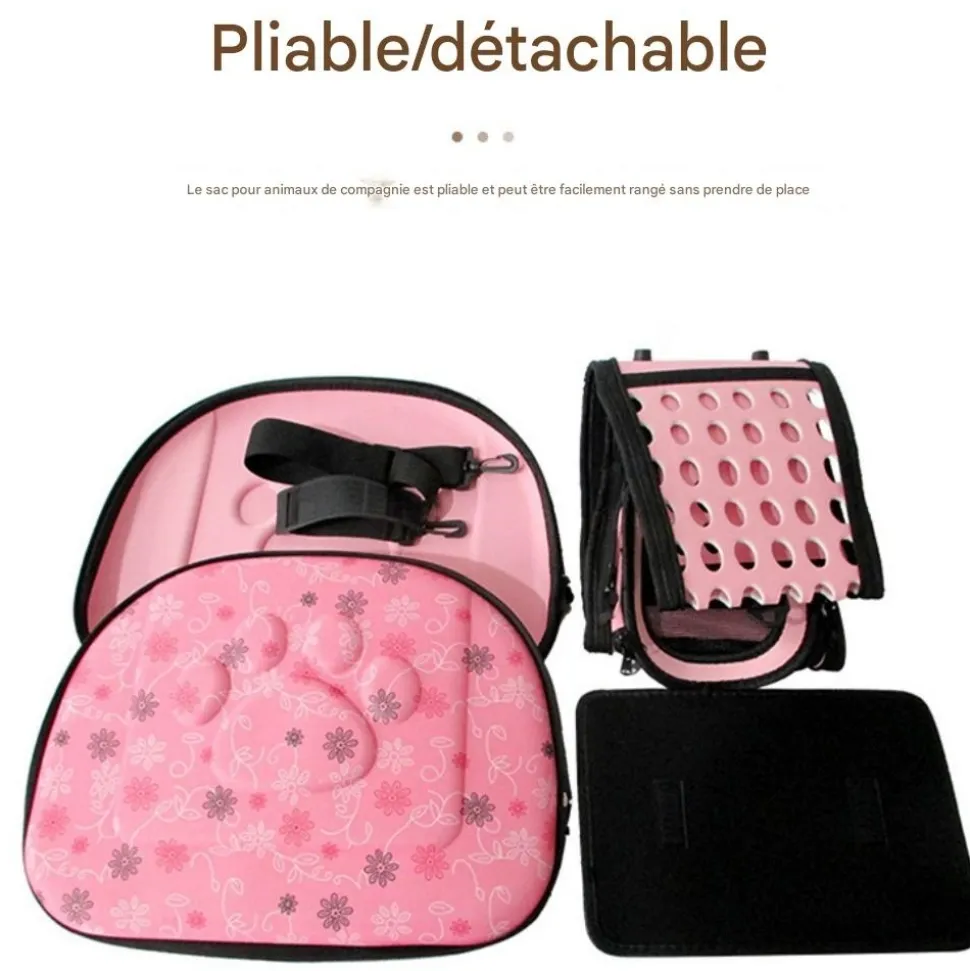 DOWNYPAWS - Sac pour chat-sac de transport pliable pour chat et chien-champagne-42*33*28.5cm