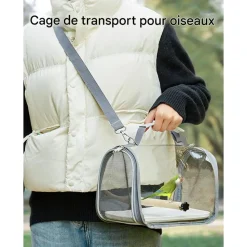DOWNYPAWS - Sac transport oiseau avec bâton et plateau