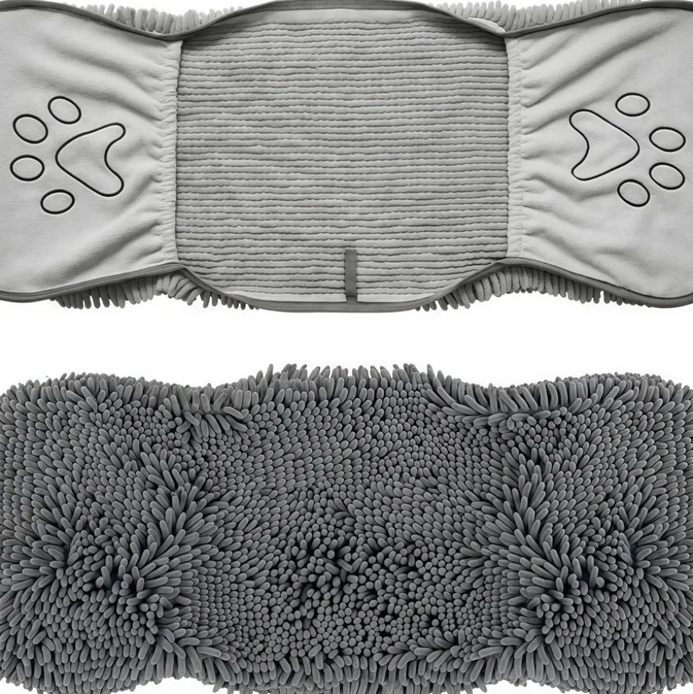 DOWNYPAWS - Serviette de bain en microfibre chenille écologique - séchage rapide et absorbante pour chats et chiens