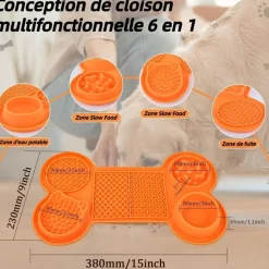 DOWNYPAWS - Tapis antifuite - 6 en 1 slow feeder gamelle