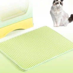 DOWNYPAWS - Tapis de litière anti-déversement pour chat vert 45*60cm