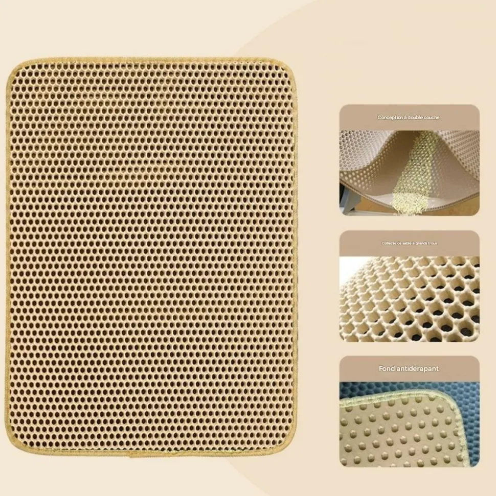 DOWNYPAWS - Tapis de litière pour chat kaki 45*60cm